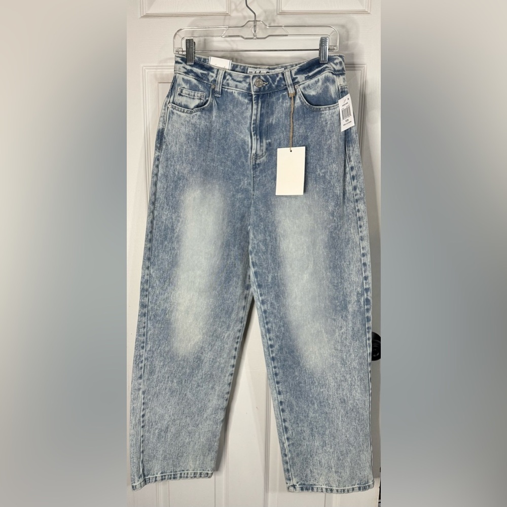 Indigo Rein Women's Dad Jeans Acid Wash Denim High Rise Sz 9 New Barrel